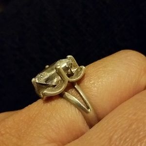 Silver ring w/ clear rock